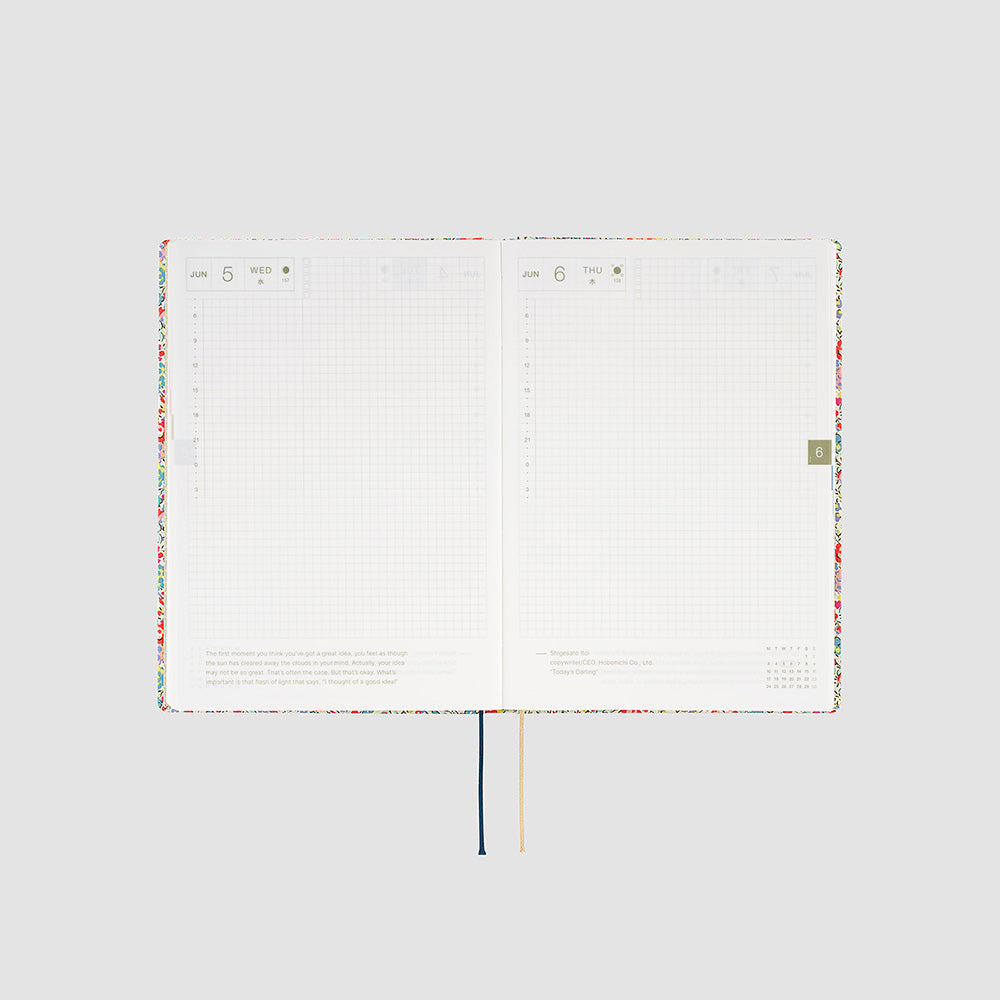 2024 Hobonichi Techo HON A5 English Hardcover Planner Book - Liberty Fabrics: Emma and Georgina
