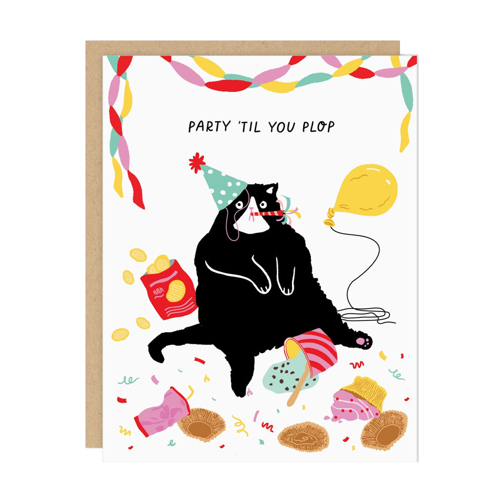 Birthday Cat Party 'til You Plop Card