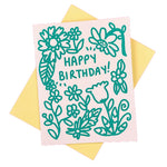 Happy Birthday Green Floral Card