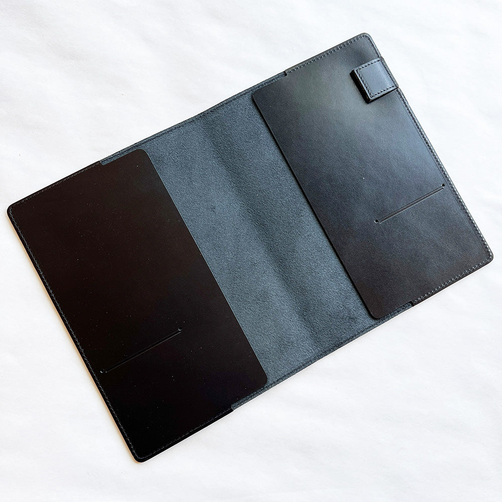Galen Leather A5 Notebook Cover - Black