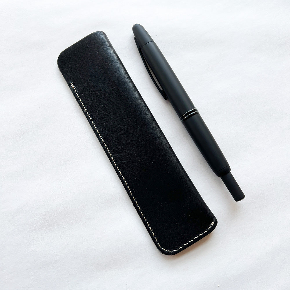 Galen Leather Single Pen Sleeve - Black