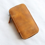 Galen Leather Zippered 6 Pen Case - Crazy Horse Brown