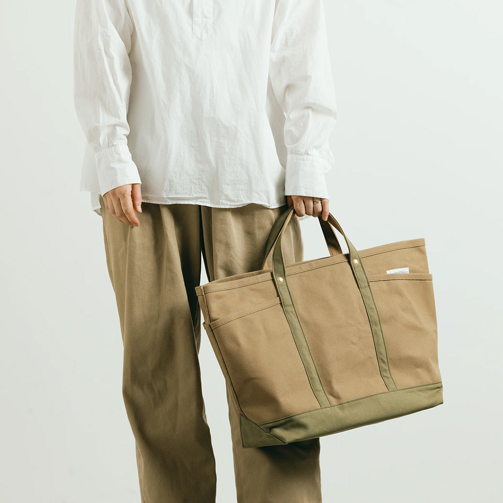 The Superior Labor トートバッグ キャンバス レザー The Superior Labor Tote Bag - SL1740 - Beige/Khaki – M.Lovewell