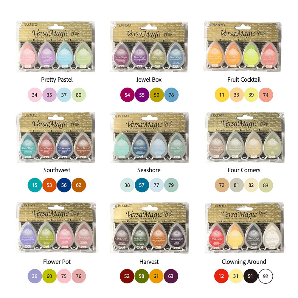 Tsukineko VersaMagic Dewdrop Stamp Ink Pad 4-Color Set - Harvest