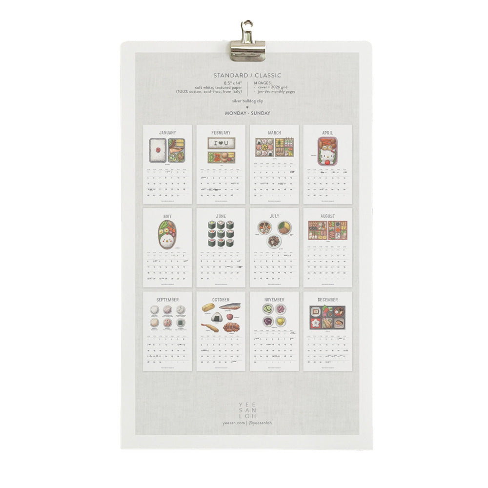 2026 Bento Wall Calendar