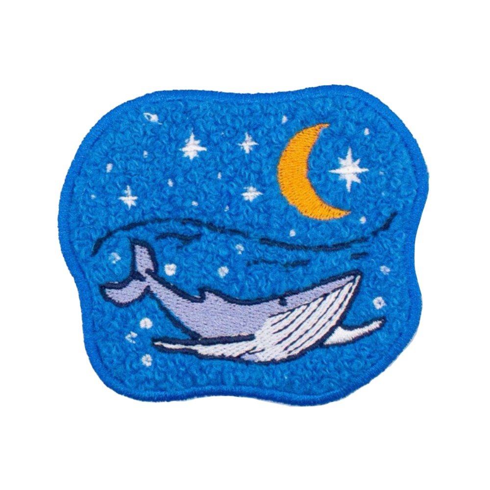 Whimsical Whale Chenille Woven Sticker Patch