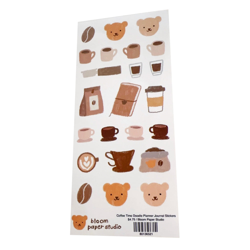 Coffee Time Doodle Planner Journal Stickers