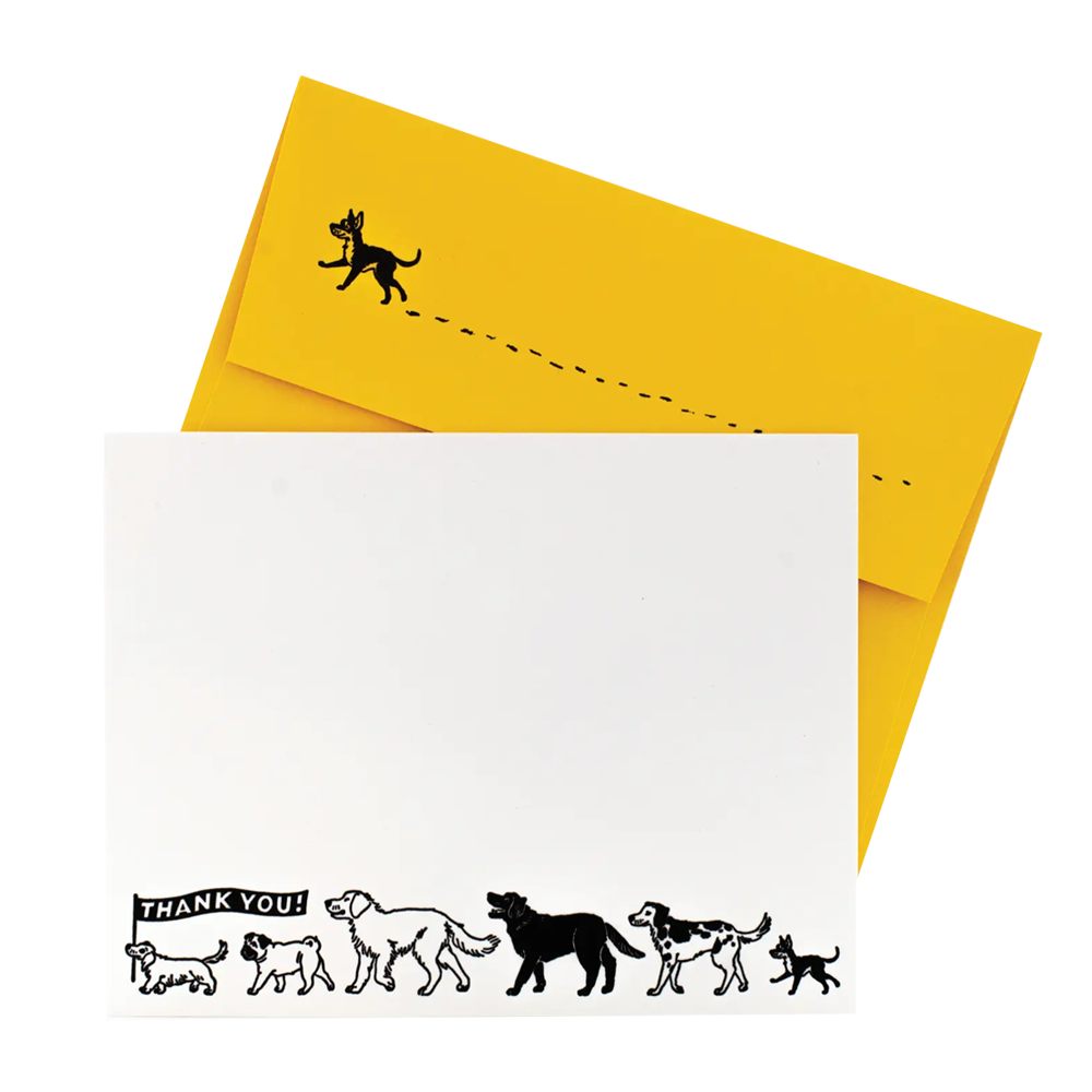 Dog Parade Note Cards with Letterpress Envelopes
