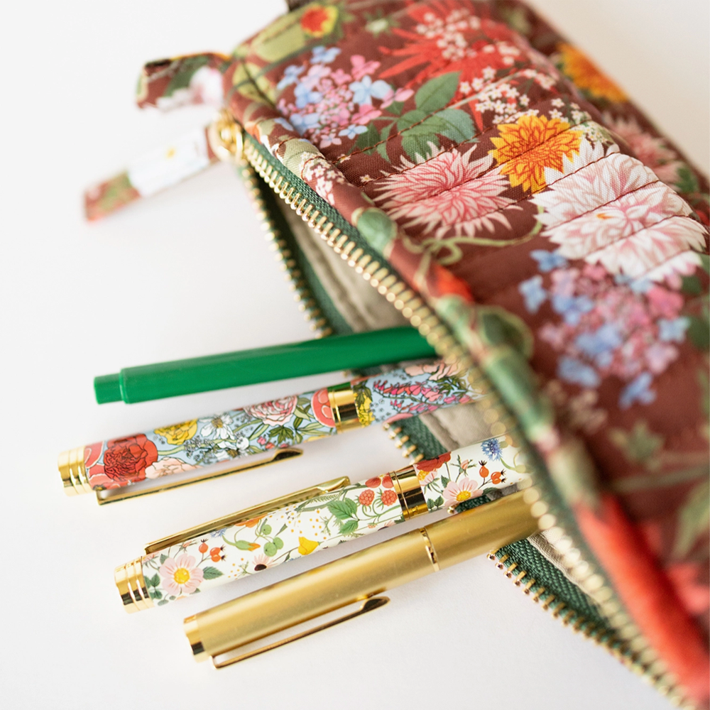 Russet Cotton Quilted Pencil Pouch