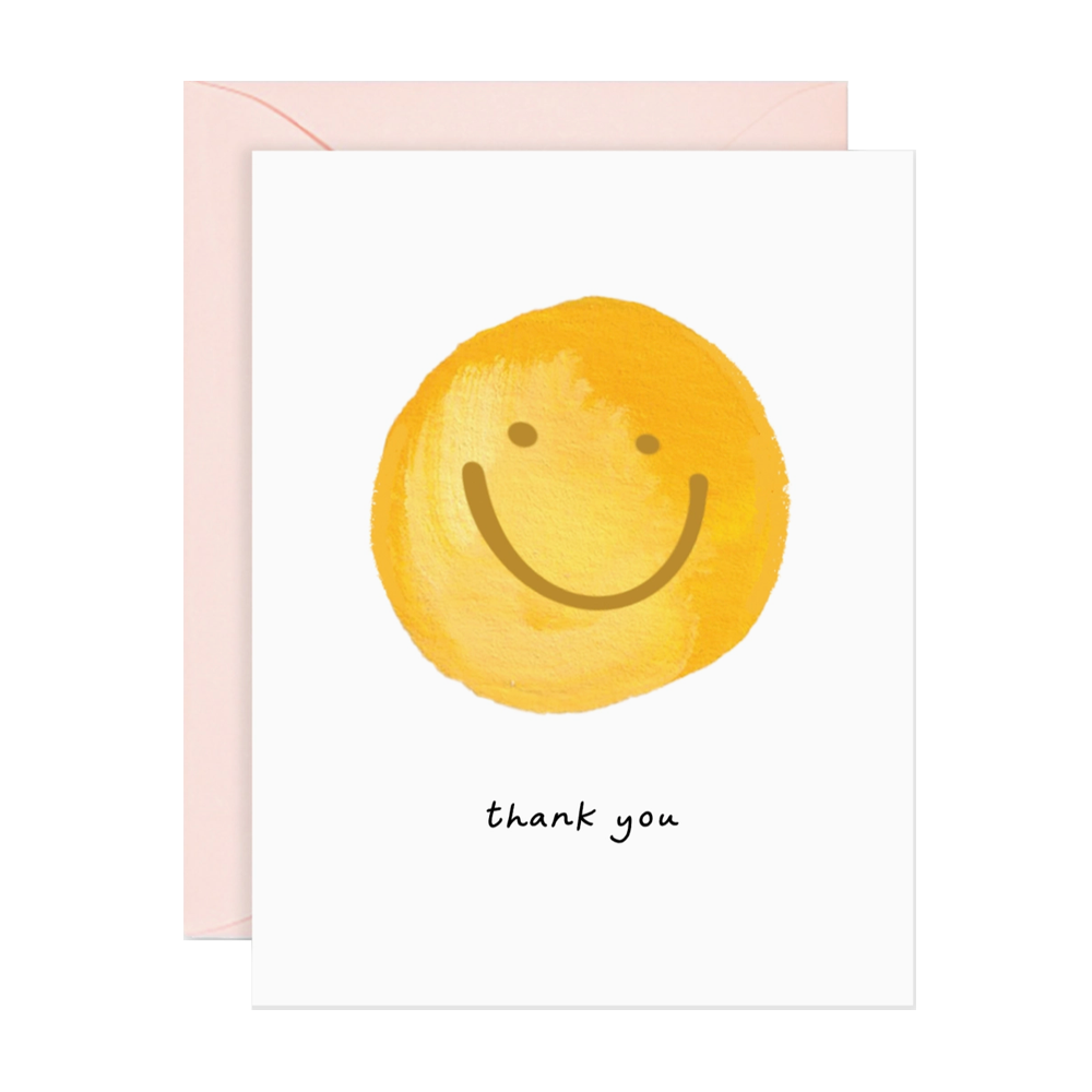Yellow Smiley Thank You Card