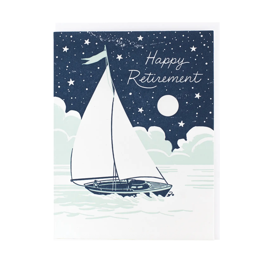Nighttime Sailboat Retirement Card