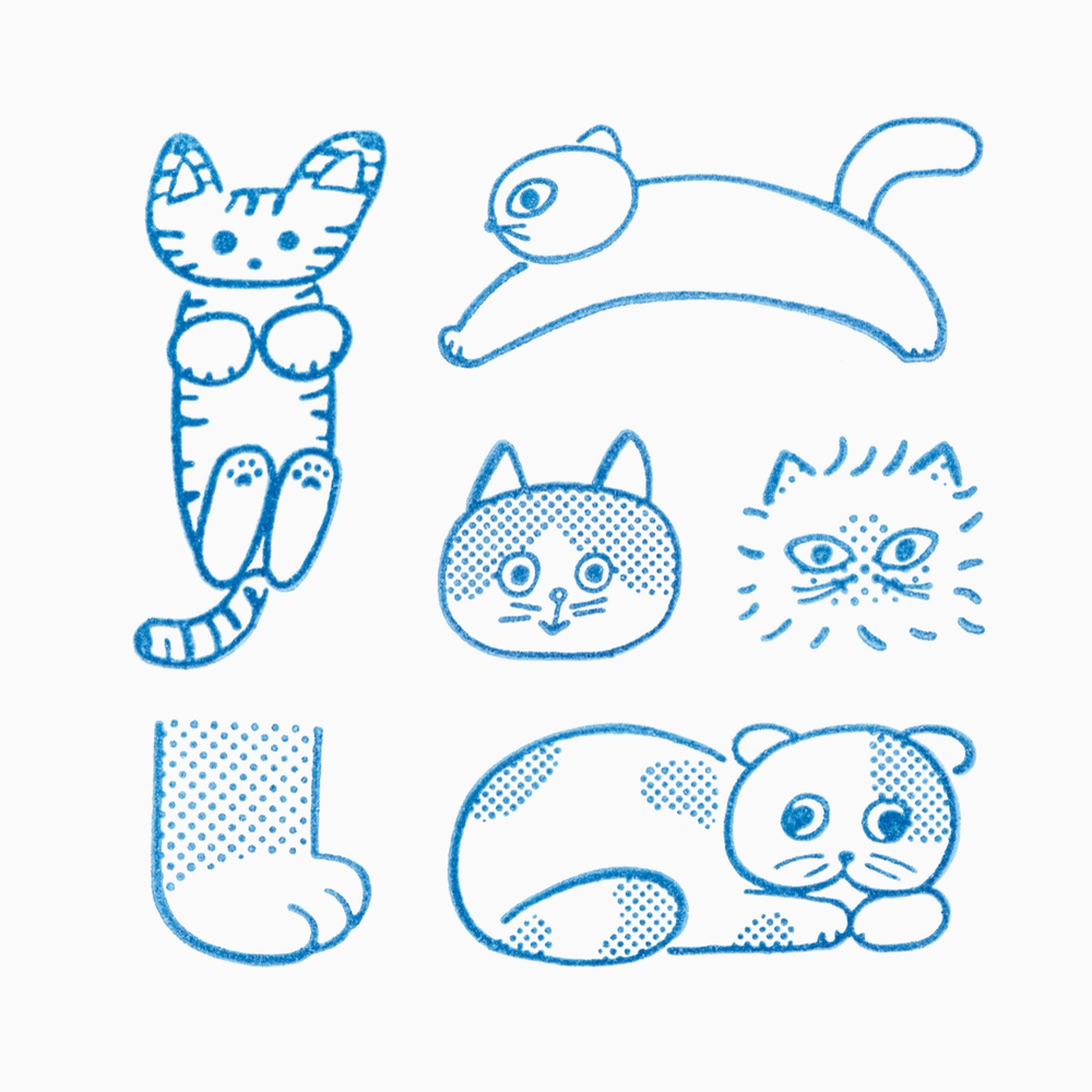 King Jim Kori Jirushi Crystal Clarity Stamp Set of 6 - Cat