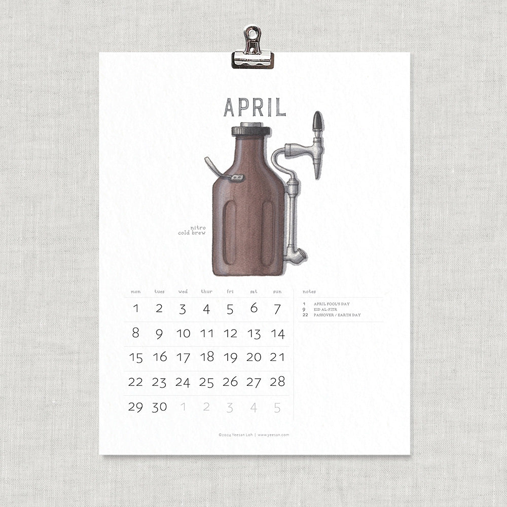 2024 Coffee Brewing Wall Calendar
