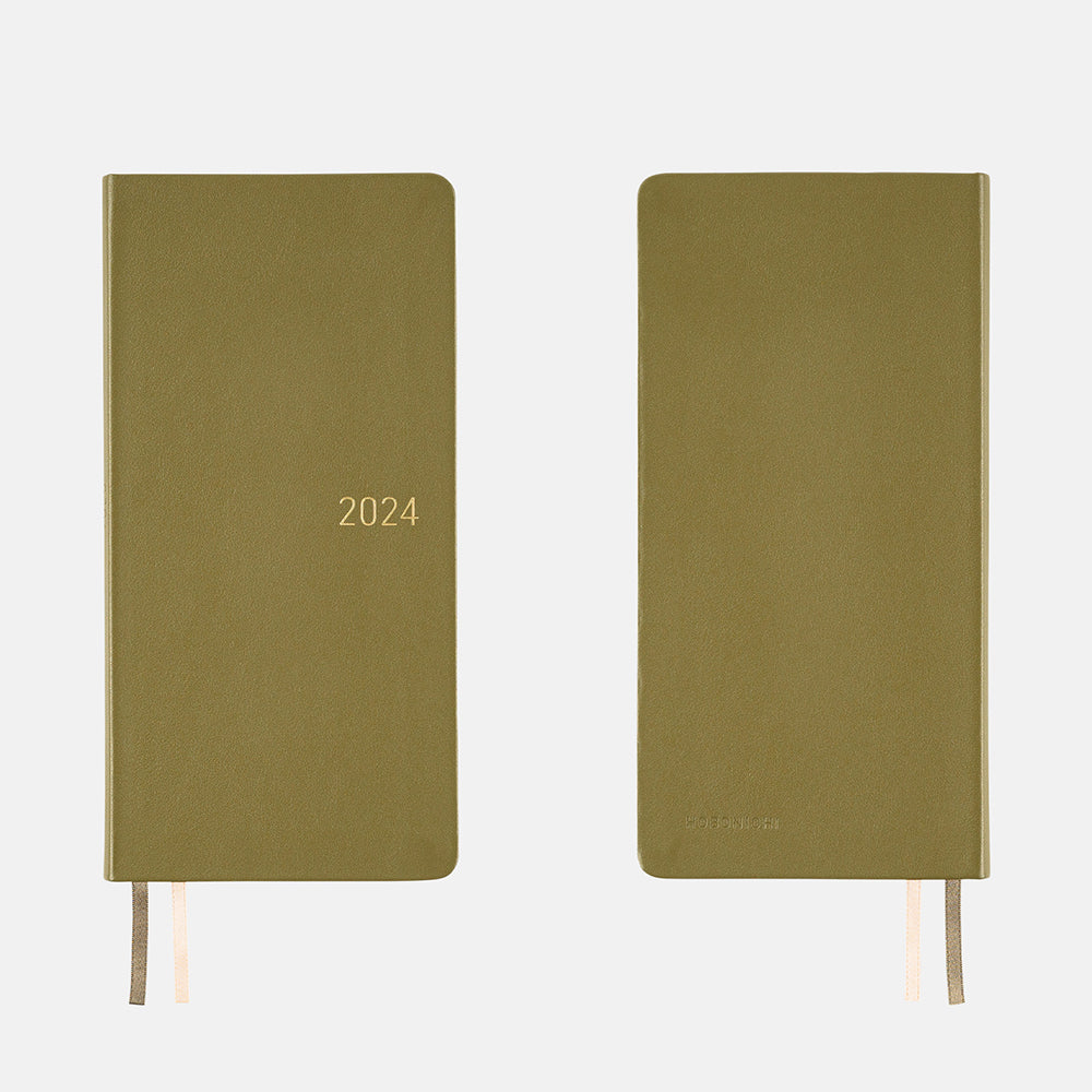 2024 Hobonichi Techo English Weeks - Leather: Olive Green