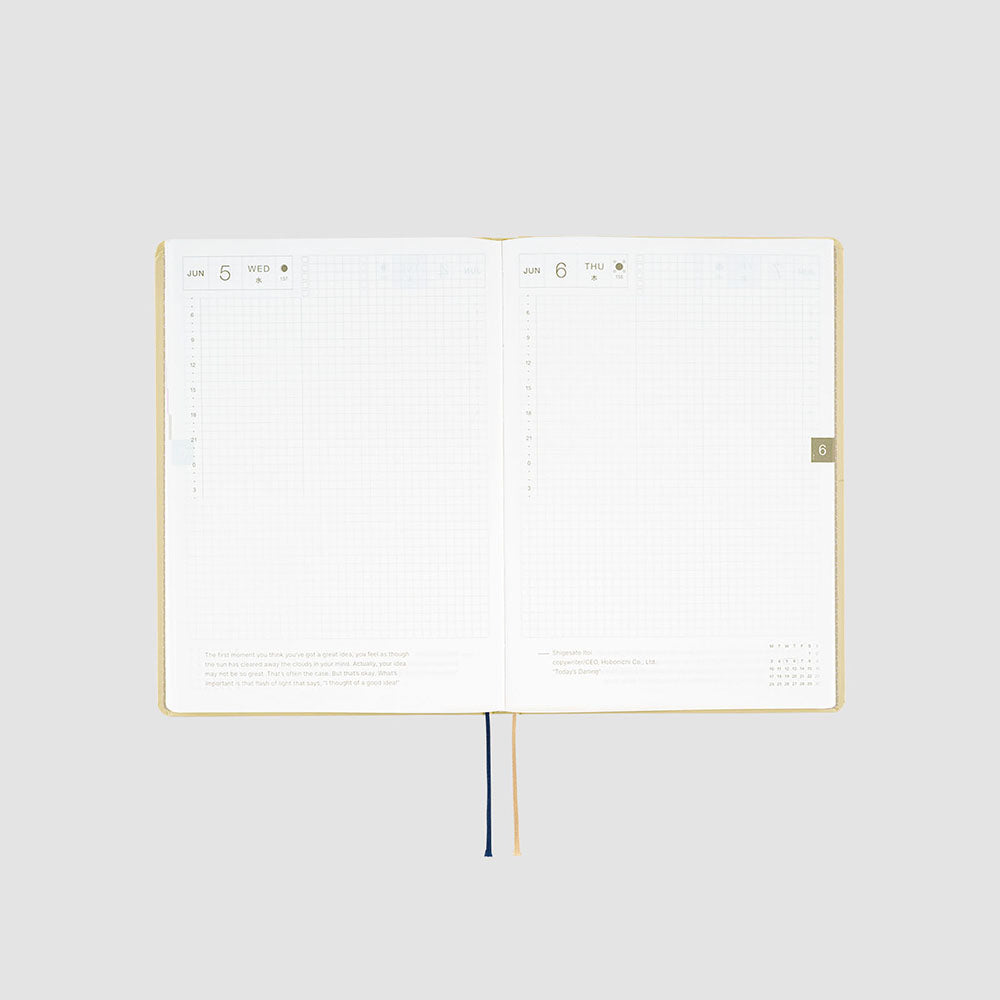 2024 Hobonichi Techo HON A6 English Hardcover Planner Book - Slash (Ivory)