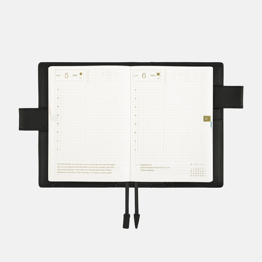 2024 Hobonichi Techo Original A6 Cover Only - Leather: TS Basic - Black