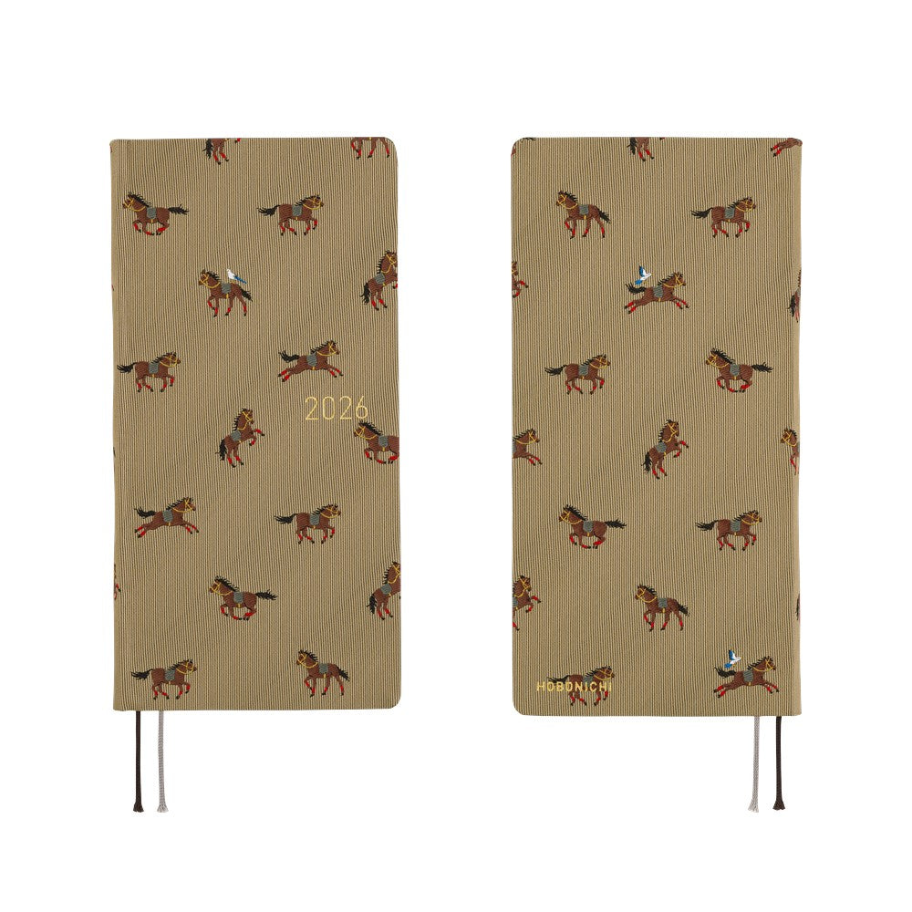 2026 Hobonichi Techo English MEGA Weeks - Bow & Tie: Galloping Horses