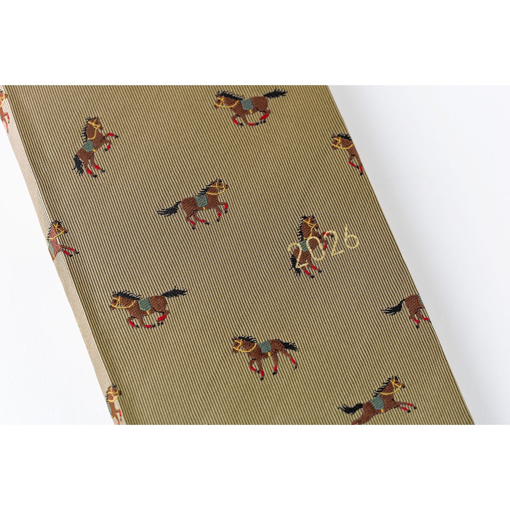 2026 Hobonichi Techo English MEGA Weeks - Bow & Tie: Galloping Horses