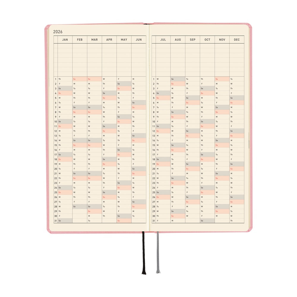 2026 Hobonichi Techo English MEGA Weeks - Colors: Strawberry Milk