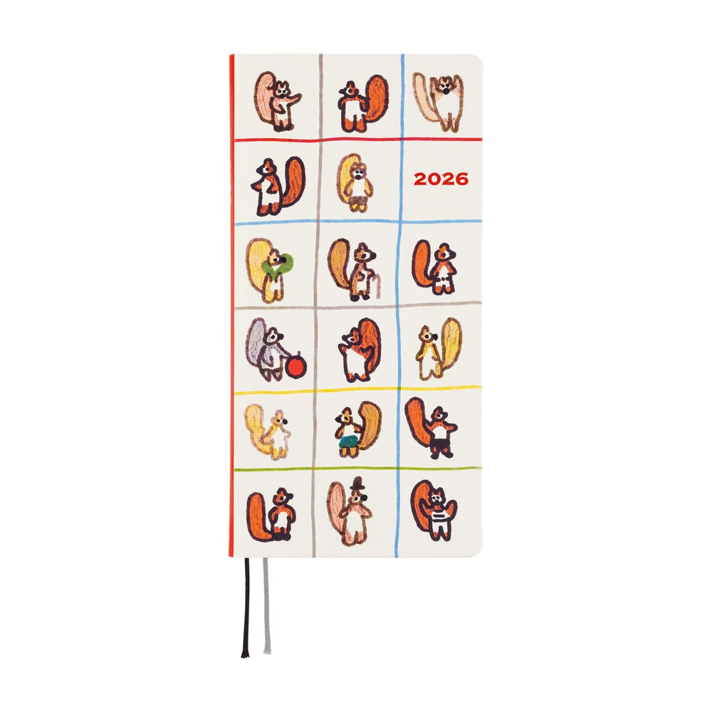 2026 Hobonichi Techo English Weeks - 100%Orange: Squirrel's Moving Day