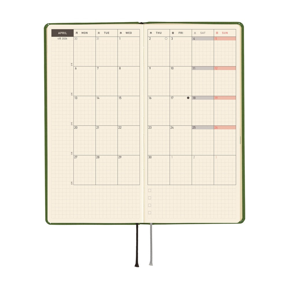 2026 Hobonichi Techo English Weeks - Antique Green