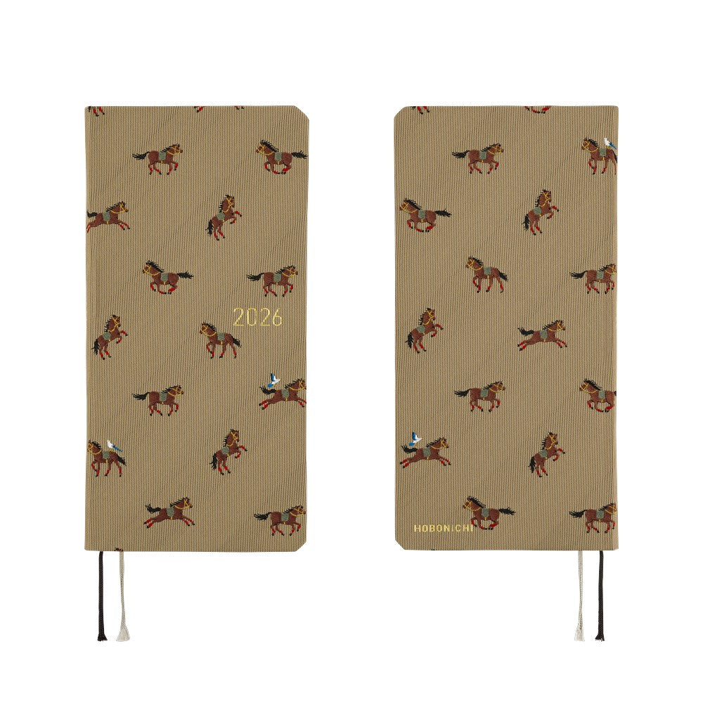 2026 Hobonichi Techo English Weeks - Bow & Tie: Galloping Horses