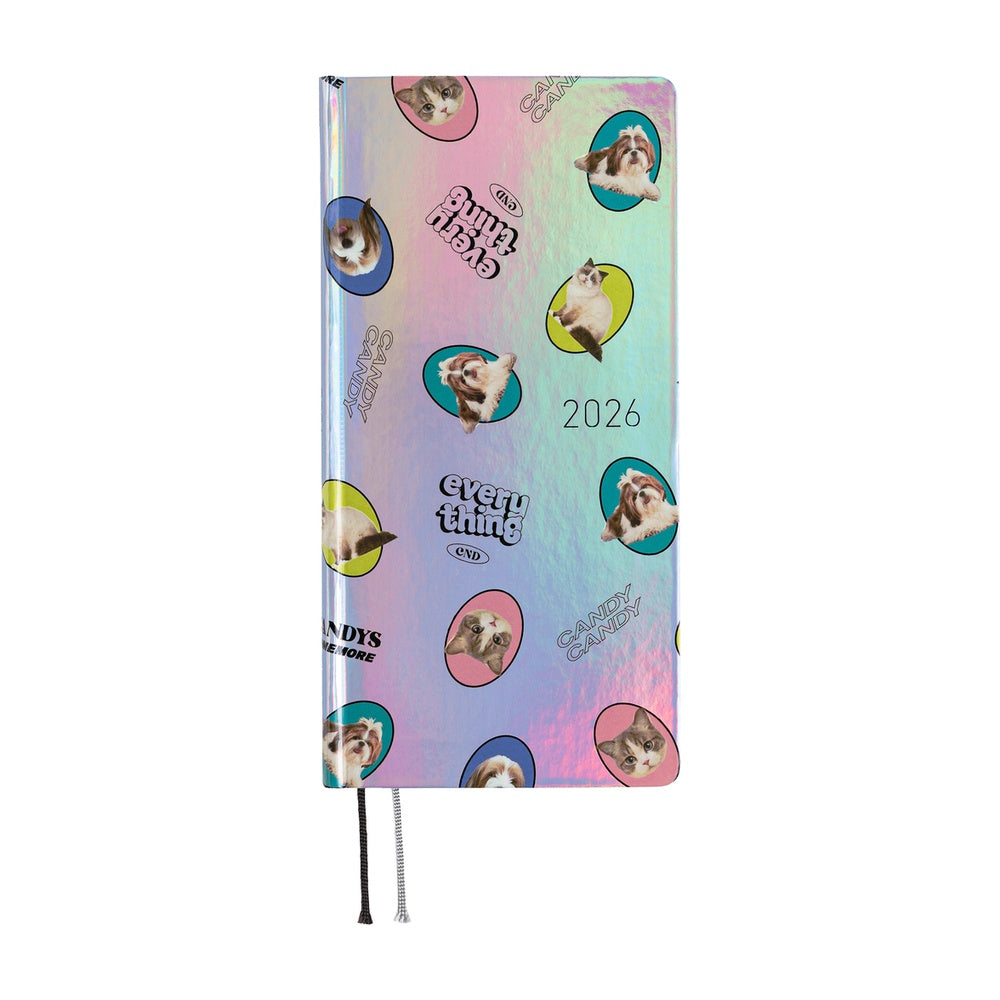 2026 Hobonichi Techo English Weeks - Candy Stripper: Random Dog & Cat (Aurora)