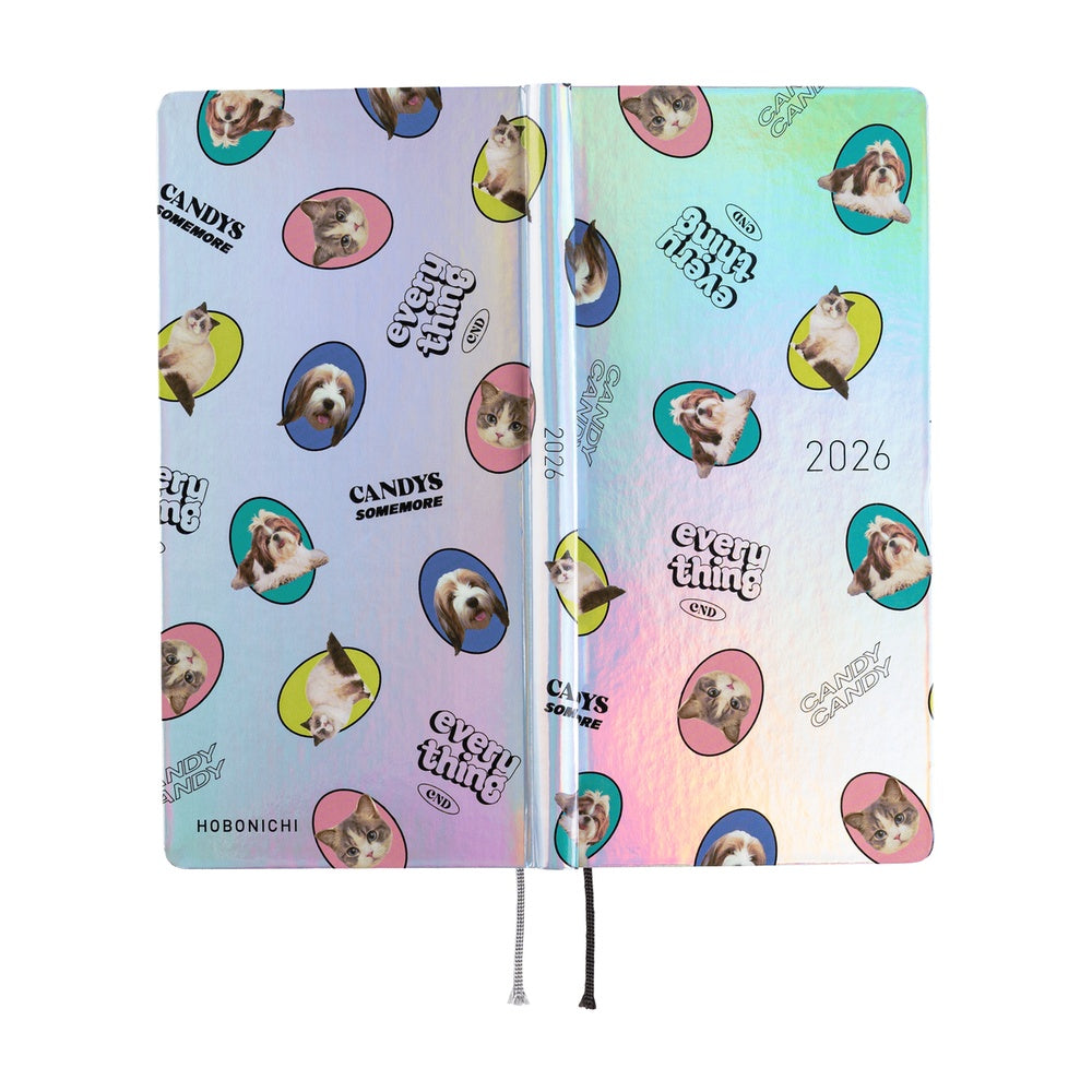 2026 Hobonichi Techo English Weeks - Candy Stripper: Random Dog & Cat (Aurora)