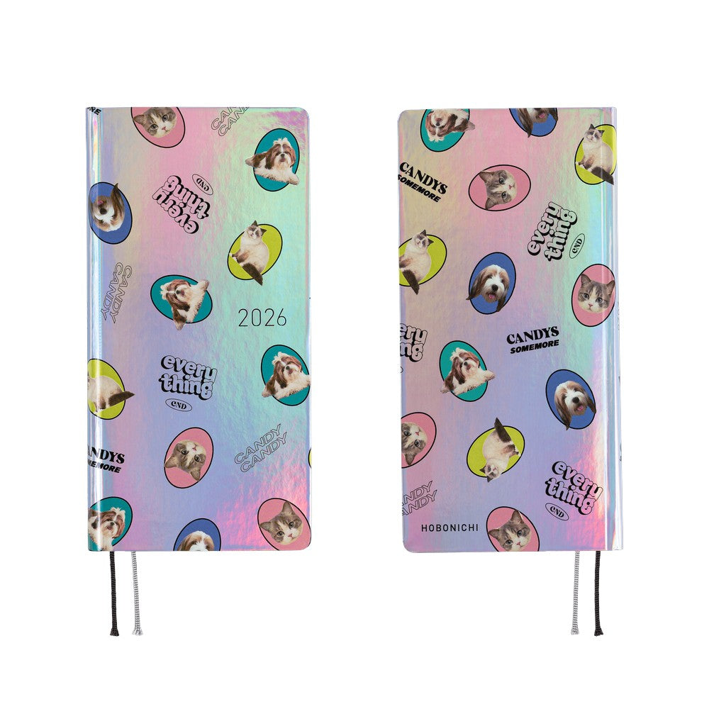 2026 Hobonichi Techo English Weeks - Candy Stripper: Random Dog & Cat (Aurora)