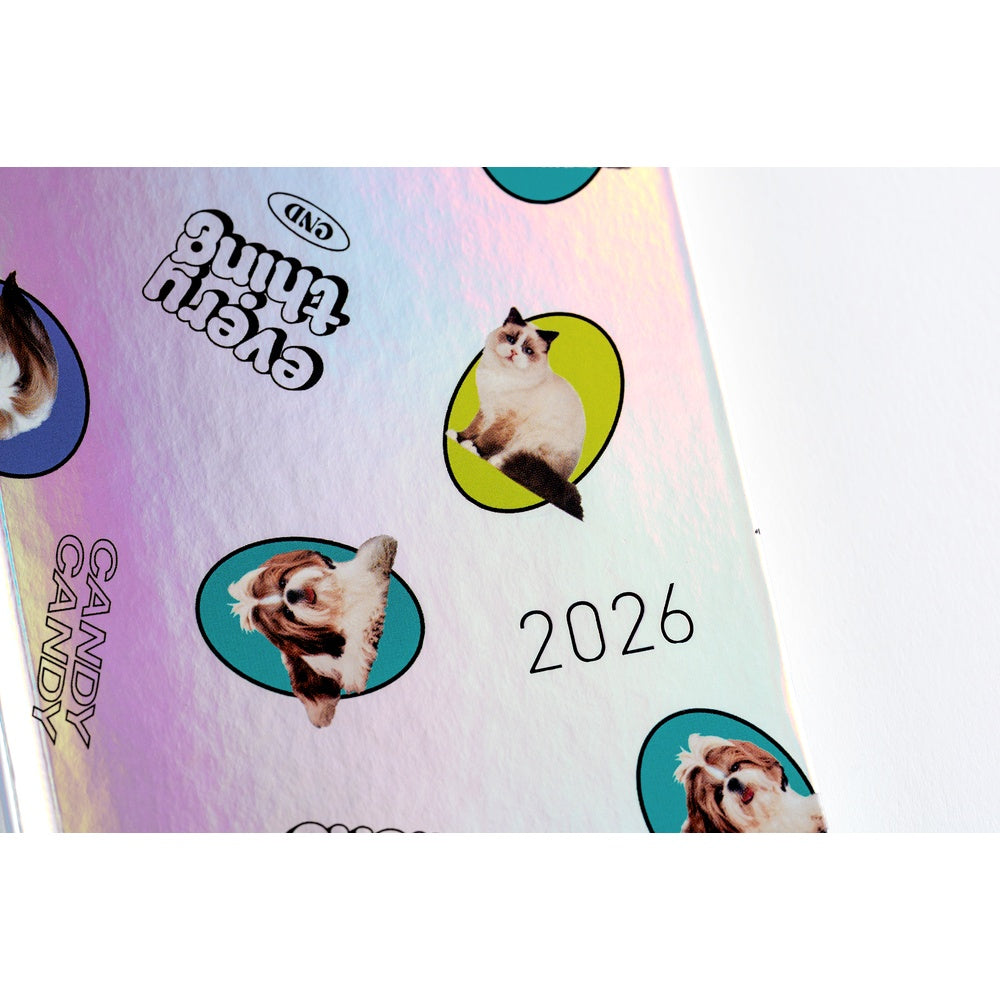 2026 Hobonichi Techo English Weeks - Candy Stripper: Random Dog & Cat (Aurora)
