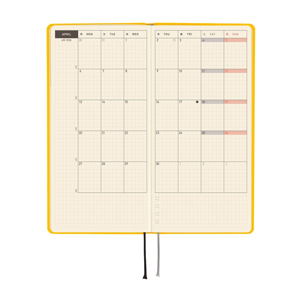 2026 Hobonichi Techo English Weeks - Full Moon Yellow