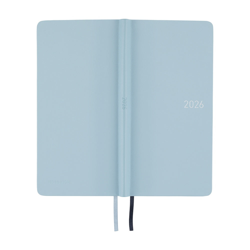 2026 Hobonichi Techo English Weeks - Leather: Snow Blue
