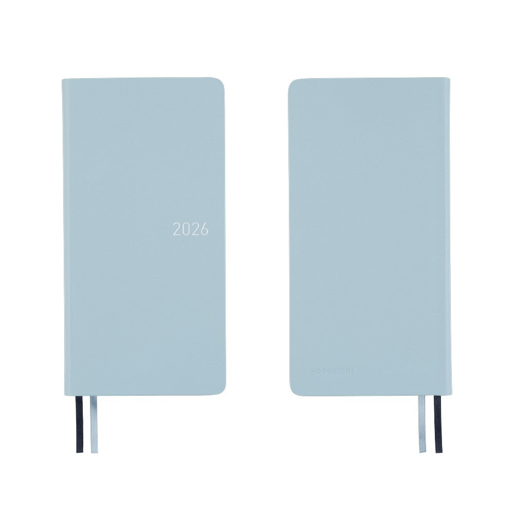 2026 Hobonichi Techo English Weeks - Leather: Snow Blue