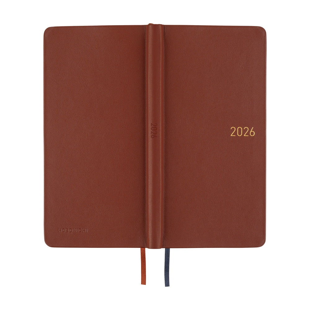 2026 Hobonichi Techo English Weeks - Leather: Wine Brown