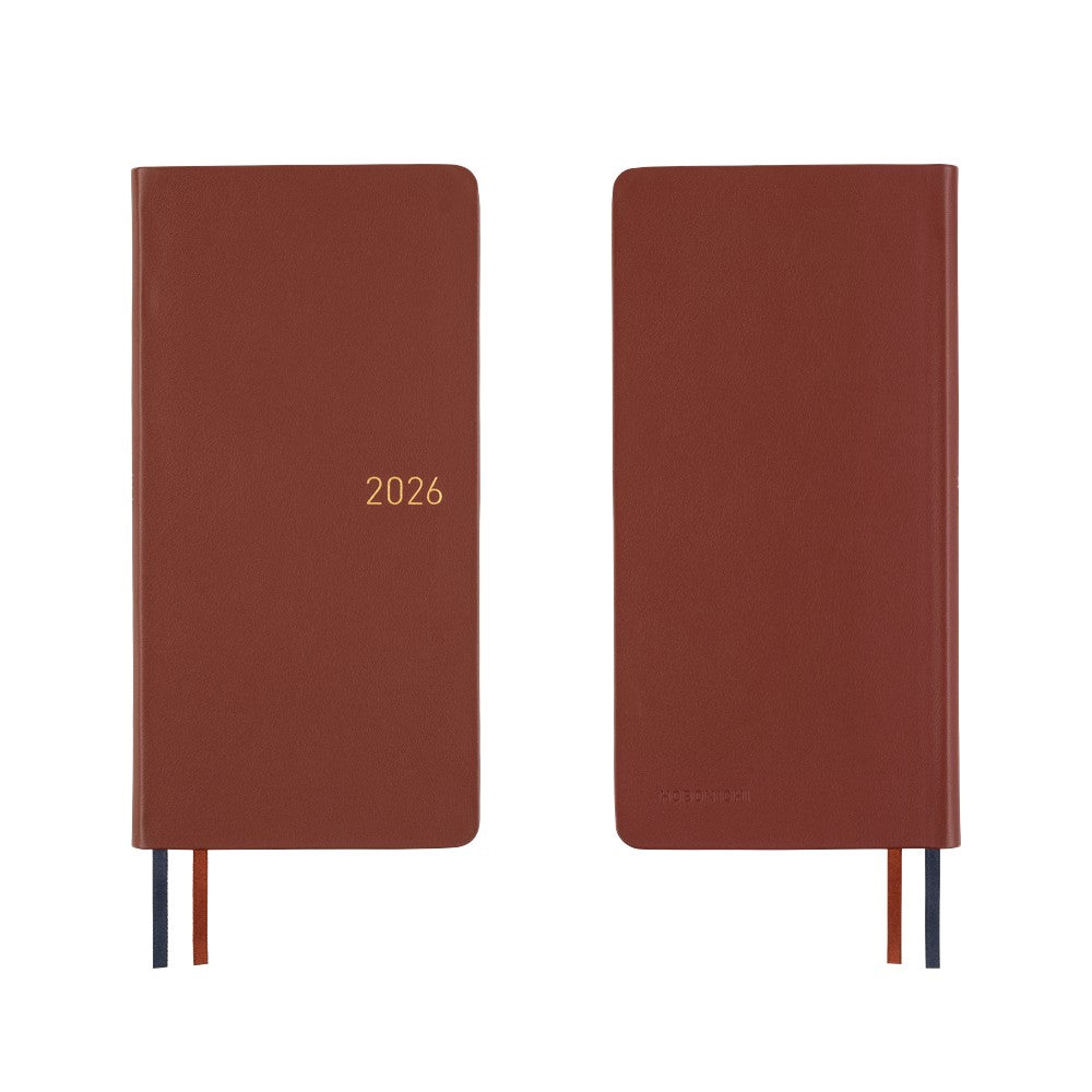 2026 Hobonichi Techo English Weeks - Leather: Wine Brown