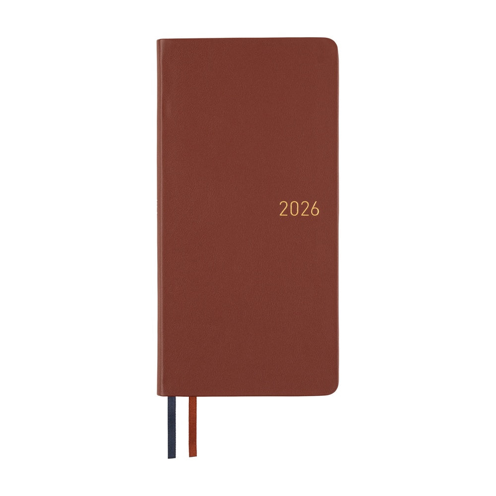 2026 Hobonichi Techo English Weeks - Leather: Wine Brown