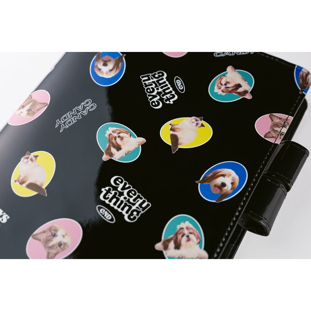 2026 Hobonichi Techo Cousin Planner Book & Cover English A5 - Candy Stripper: Random Dog & Cat (Black)