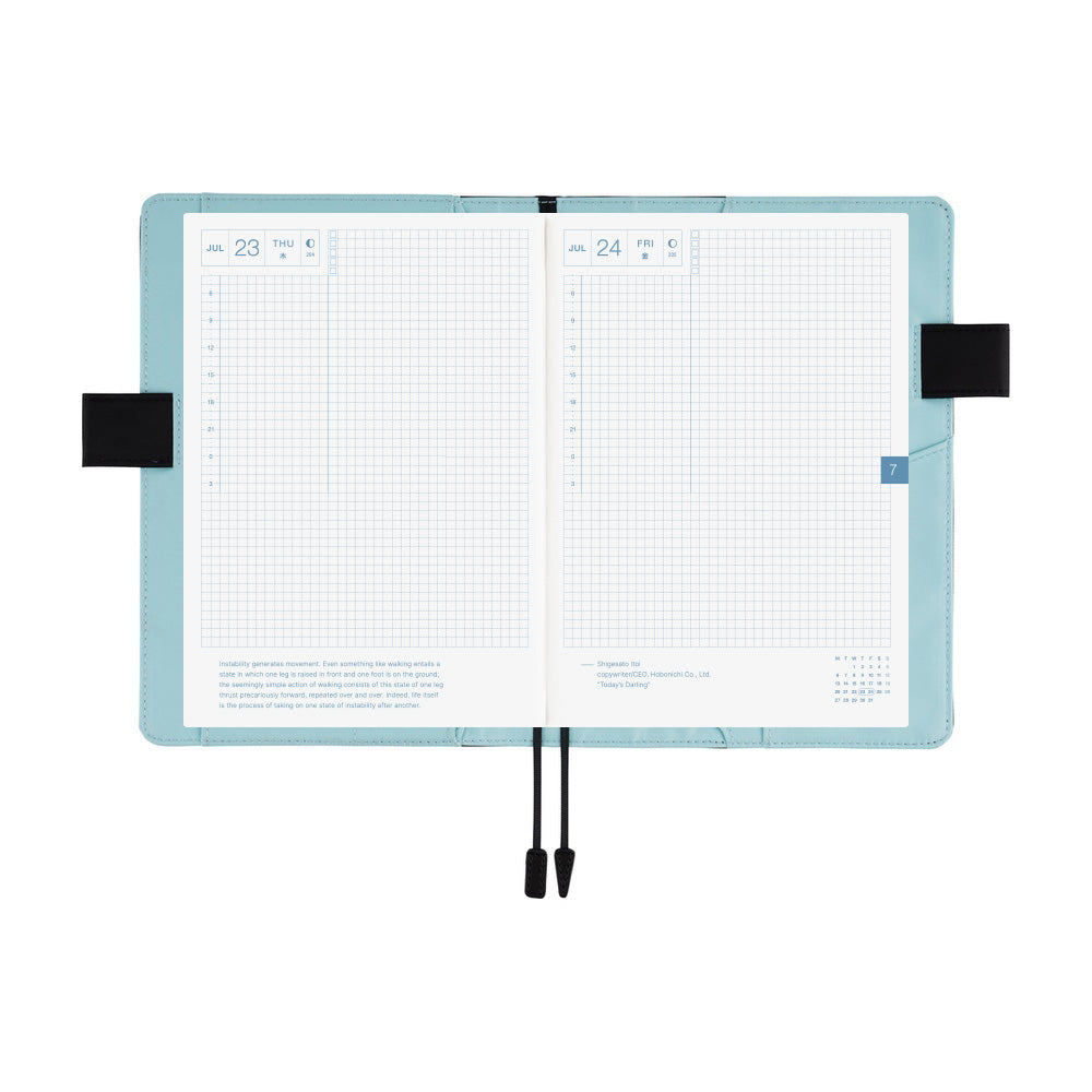 2026 Hobonichi Techo Cousin Planner Book & Cover English A5 - Colors: Black x Clear Blue