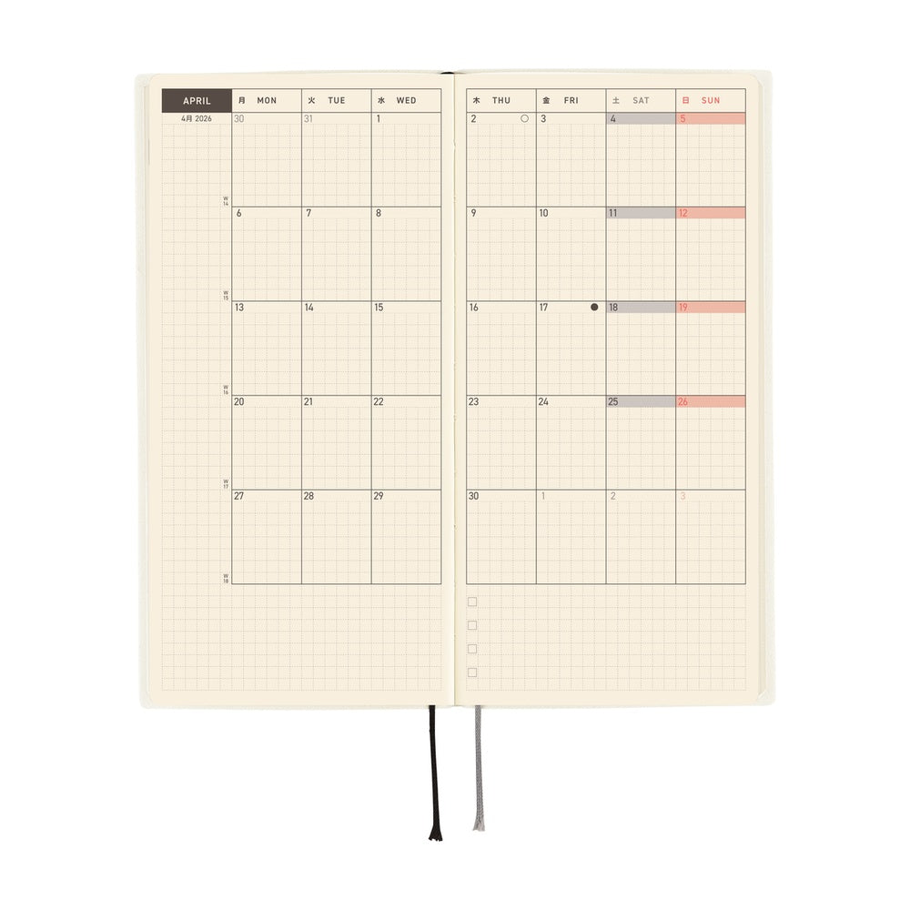 2026 Hobonichi Techo English Weeks - White Line: Ivory