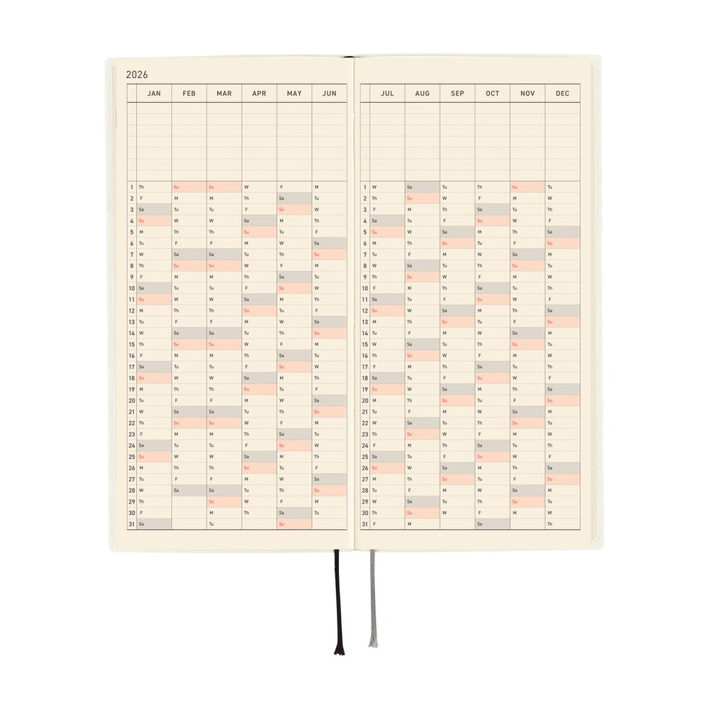 2026 Hobonichi Techo English Weeks - White Line: Ivory