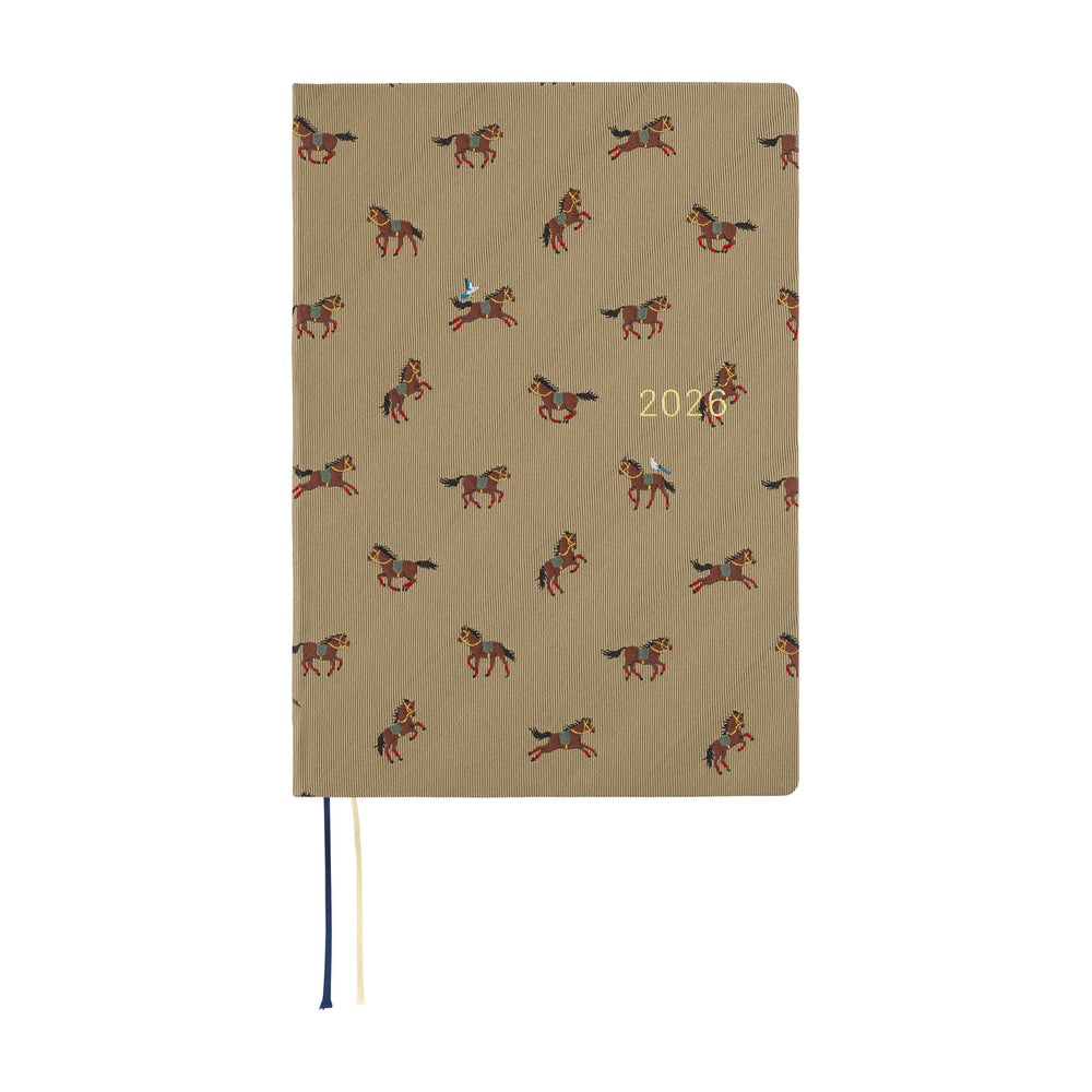 2026 Hobonichi Techo HON A5 English Hardcover Planner Book - Bow & Tie: Galloping Horses