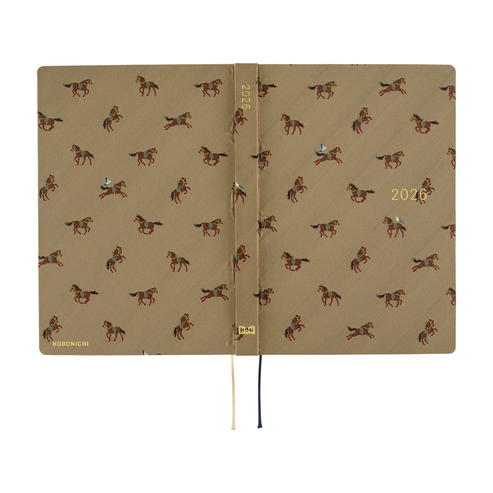 2026 Hobonichi Techo HON A5 English Hardcover Planner Book - Bow & Tie: Galloping Horses