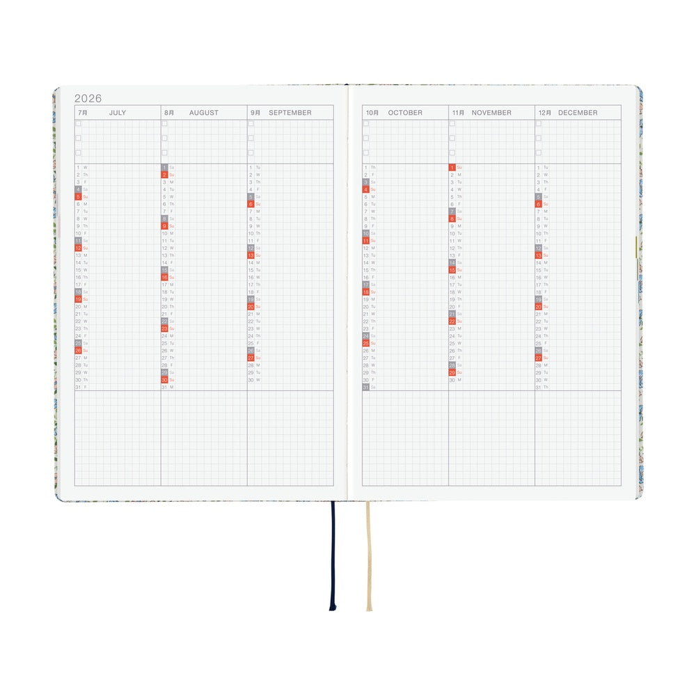 2026 Hobonichi Techo HON A5 English Hardcover Planner Book - Liberty Fabrics: Sasha Kiora