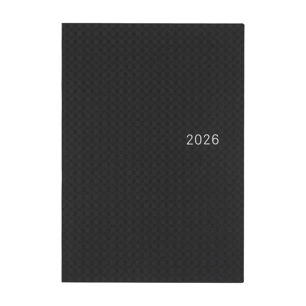 2026 Hobonichi Techo HON A5 English Hardcover Planner Book - Paper Series: Black Gingham