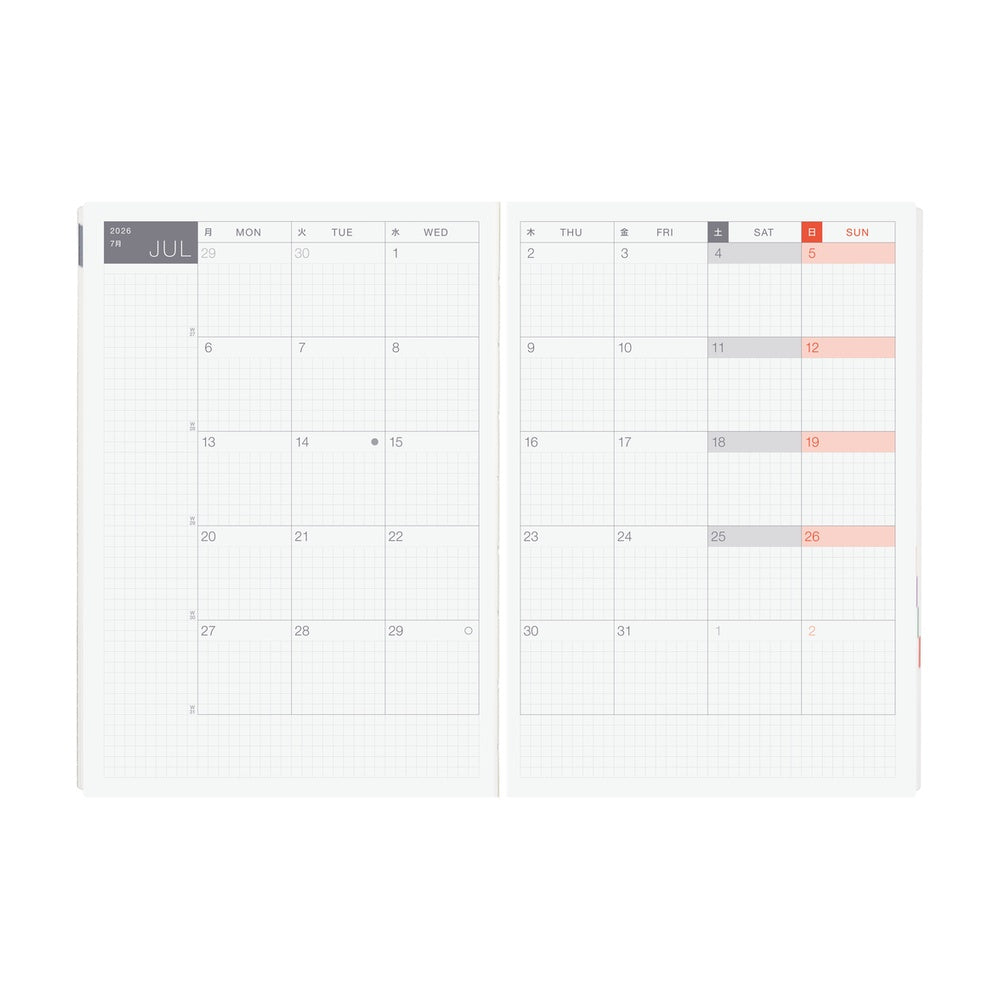 2026 Hobonichi Techo HON A5 English Hardcover Planner Book - Paper Series: Black Gingham
