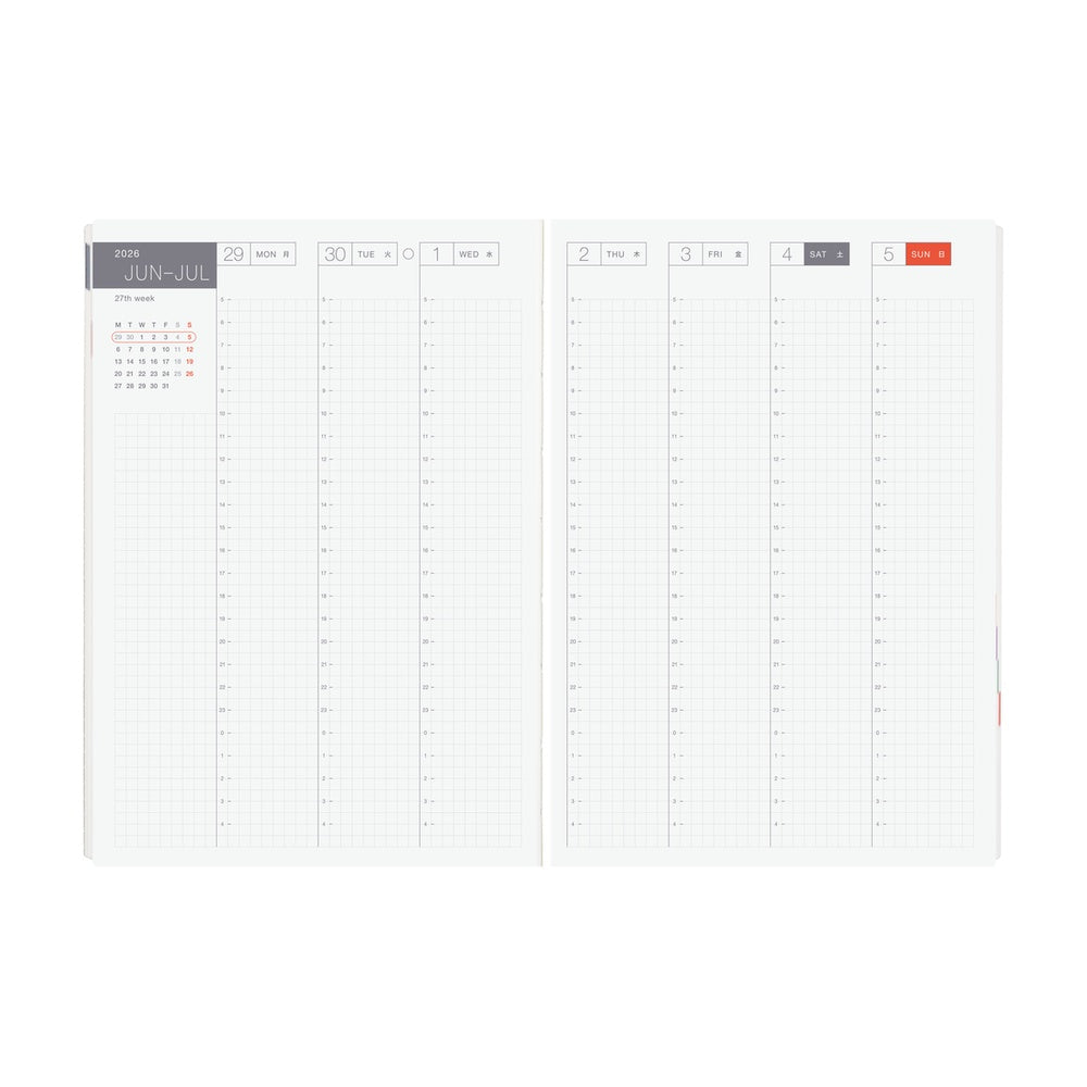 2026 Hobonichi Techo HON A5 English Hardcover Planner Book - Paper Series: Black Gingham