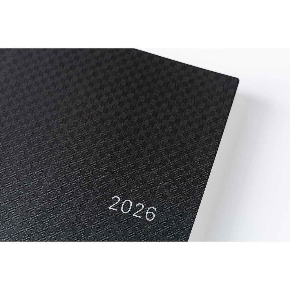 2026 Hobonichi Techo HON A5 English Hardcover Planner Book - Paper Series: Black Gingham