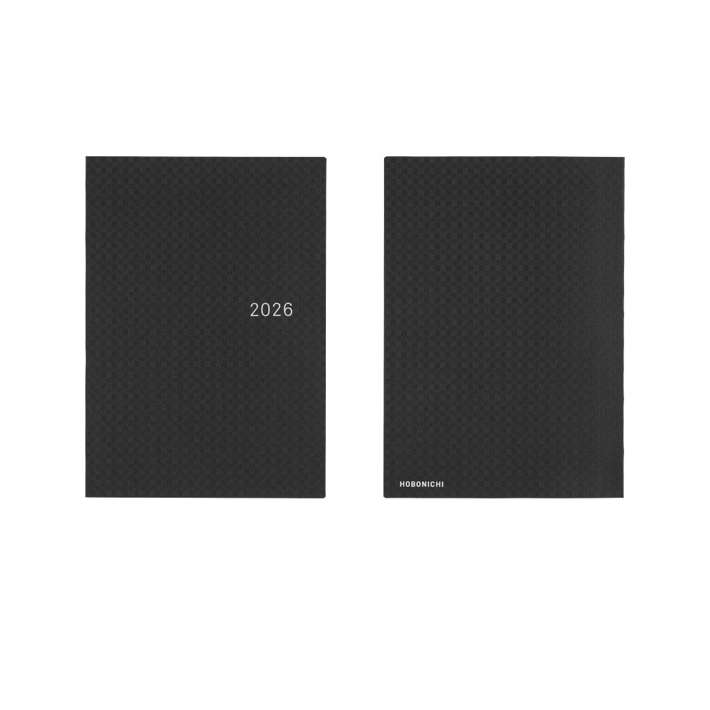 2026 Hobonichi Techo HON A5 English Hardcover Planner Book - Paper Series: Black Gingham