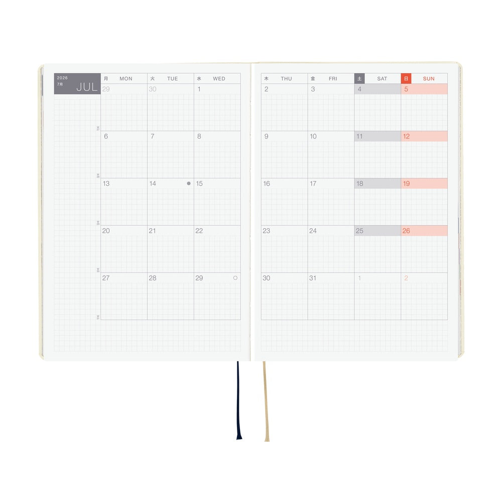 2026 Hobonichi Techo HON A5 English Hardcover Planner Book - Slash (Ivory)