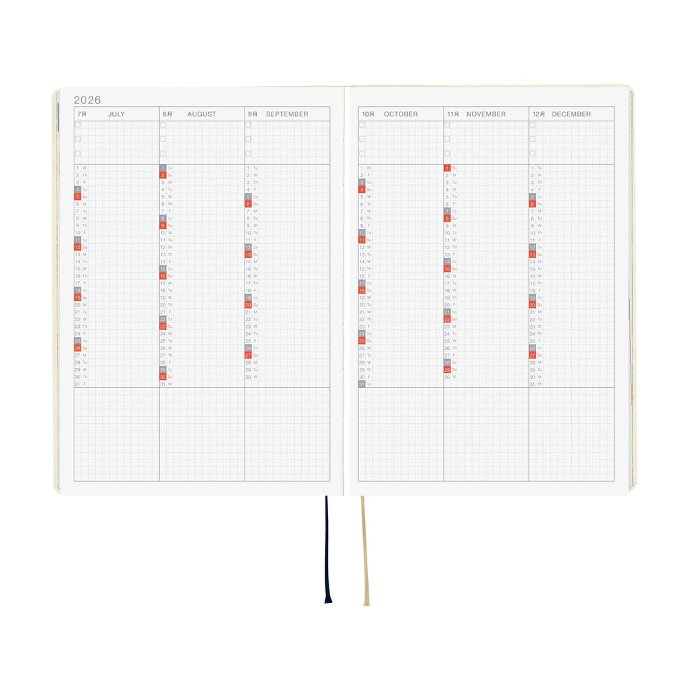 2026 Hobonichi Techo HON A5 English Hardcover Planner Book - Slash (Ivory)